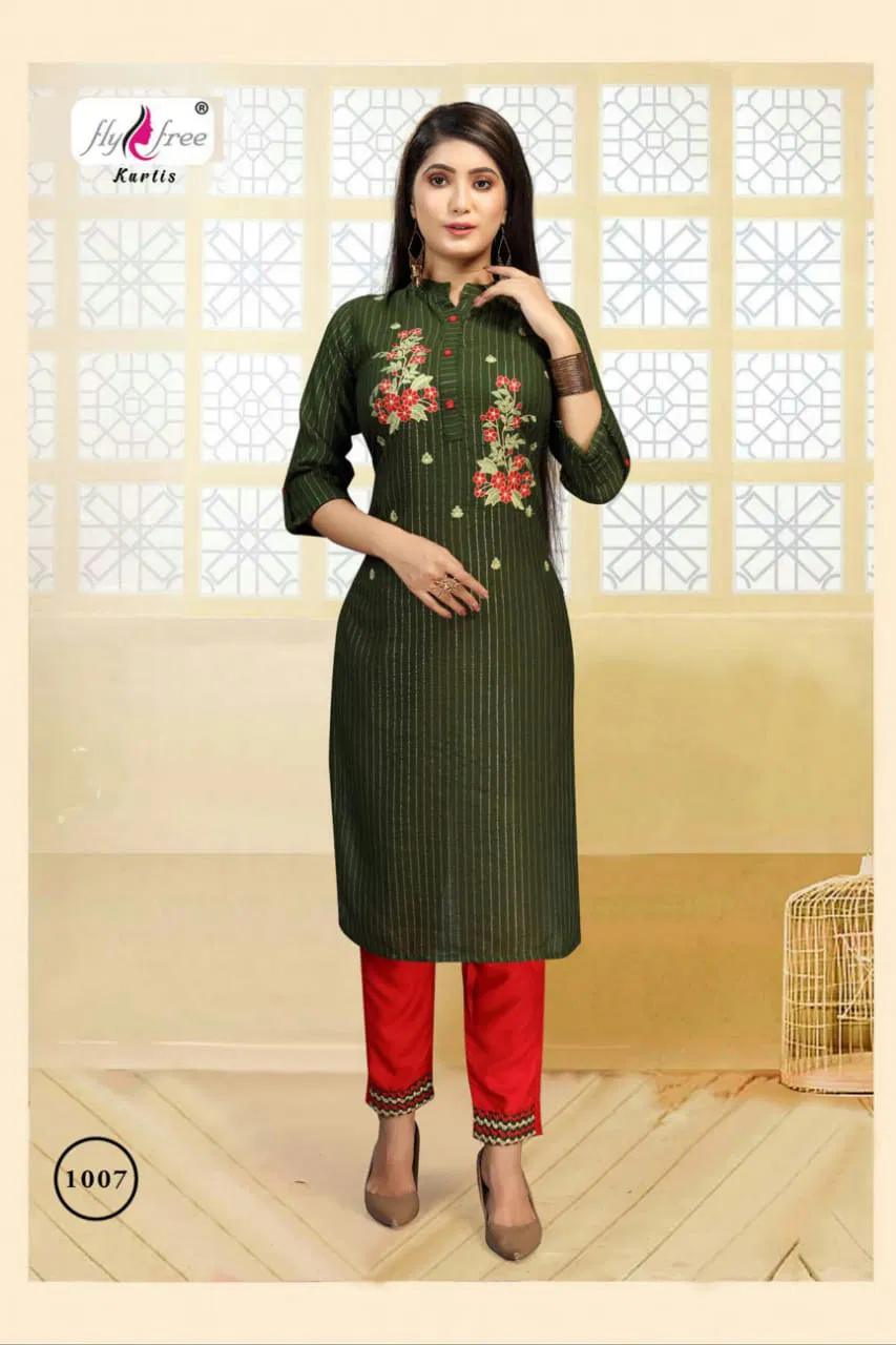Fly Free Voilet 2 Heavy Rayon  Lurex With Embroideral Work Latest Fancy Designer Top With pant Collection